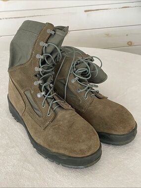 Men’s Tactical Belleville Vibram Suede Lace-Up Boots in Olive Green Steel Toe